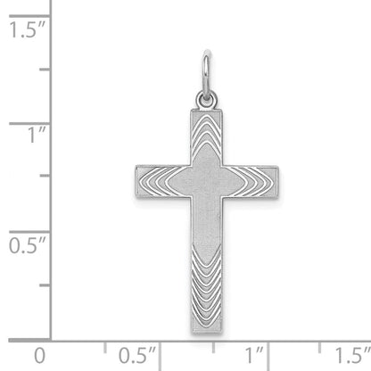 Sterlingsilber Rhodiniert Lasergraviert Kreuz Anhänger
