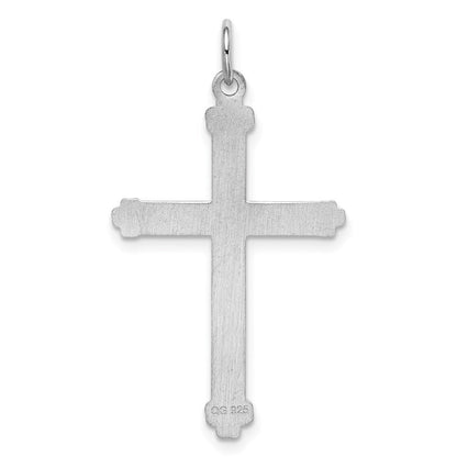 Sterlingsilber Rhodiniert-plt Lasergraviert Crosterling Charm