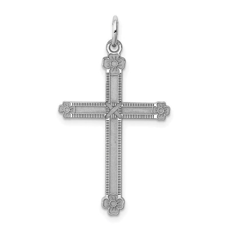 Sterlingsilber Rhodiniert-plt Lasergraviert Crosterling Charm