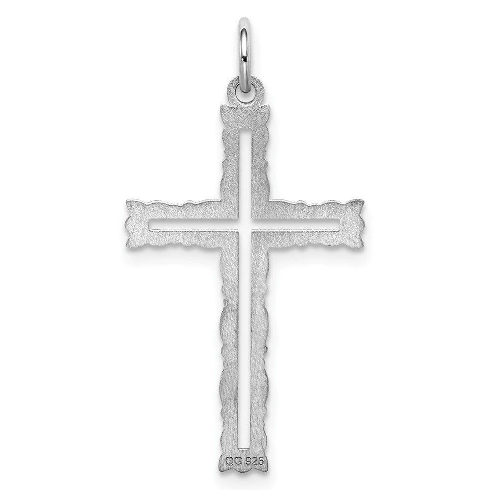 Sterlingsilber Rhodiniert Lasergraviert Kreuz Anhänger
