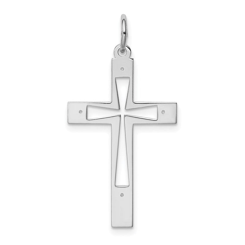 Sterlingsilber Rhodiniert Lasergraviert Kreuz Anhänger