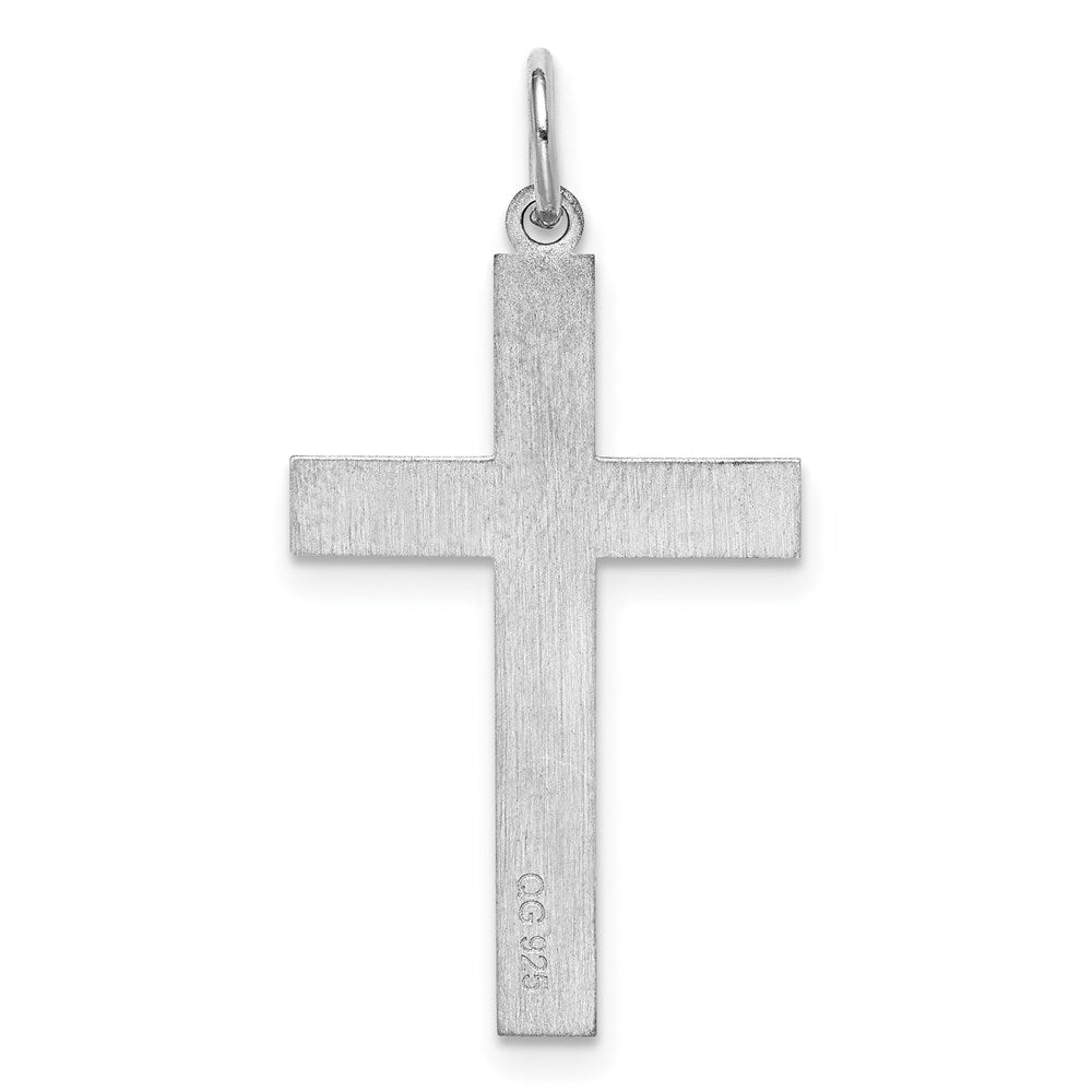 Sterlingsilber Rhodiniert Lasergraviert Kreuz Anhänger