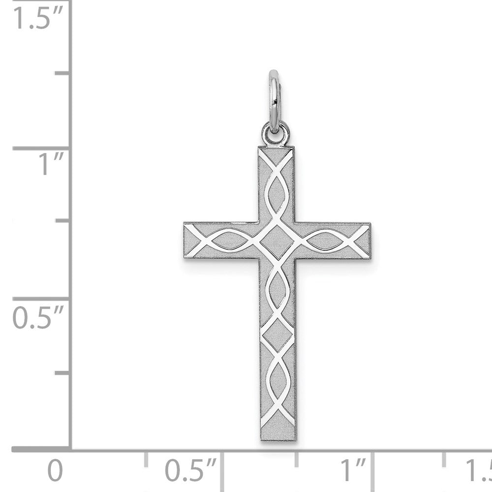 Sterlingsilber Rhodiniert Lasergraviert Kreuz Anhänger