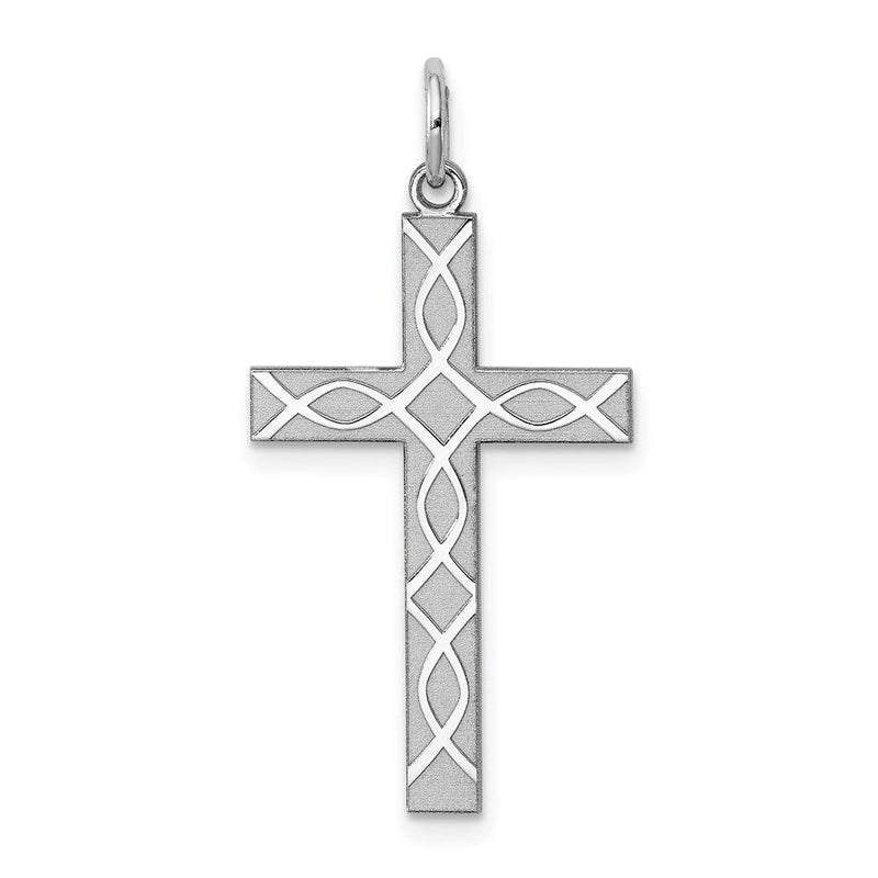 Sterlingsilber Rhodiniert Lasergraviert Kreuz Anhänger