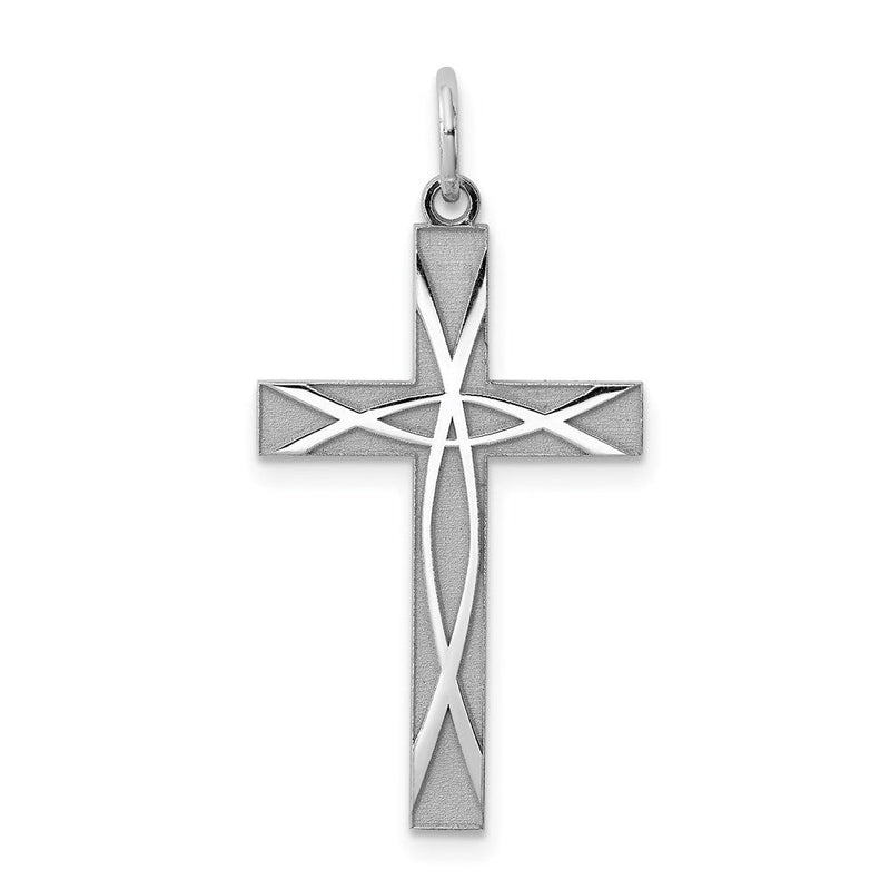 Sterlingsilber Rhodiniert Lasergraviert Kreuz Anhänger