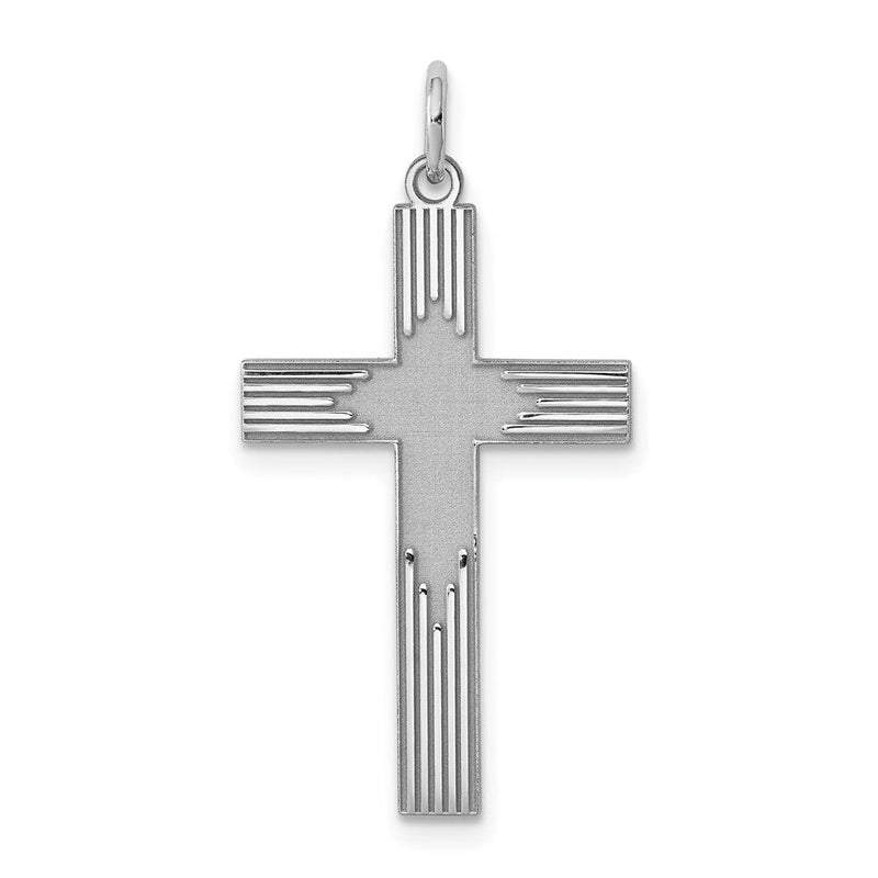 Sterlingsilber Rhodiniert Lasergraviert Kreuz Anhänger