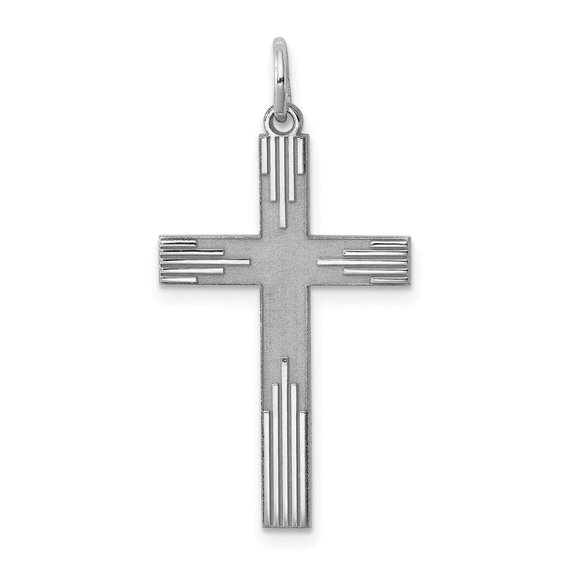 Sterlingsilber Rhodiniert Lasergraviert Kreuz Anhänger