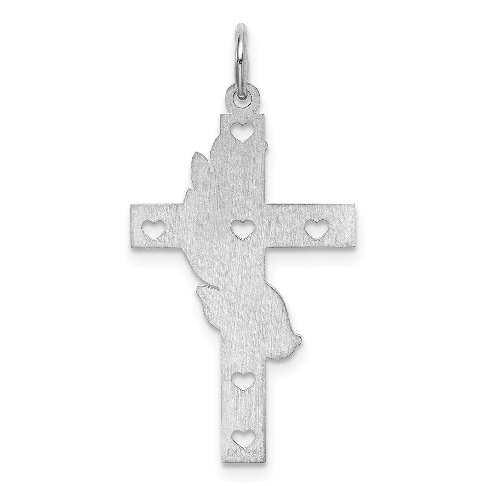 Sterlingsilber Rhodiniert Lasergraviert Kreuz Anhänger