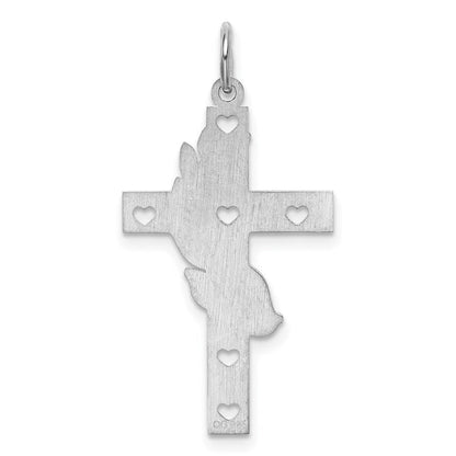 Sterlingsilber Rhodiniert Lasergraviert Kreuz Anhänger