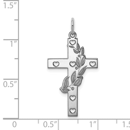 Sterlingsilber Rhodiniert Lasergraviert Kreuz Anhänger