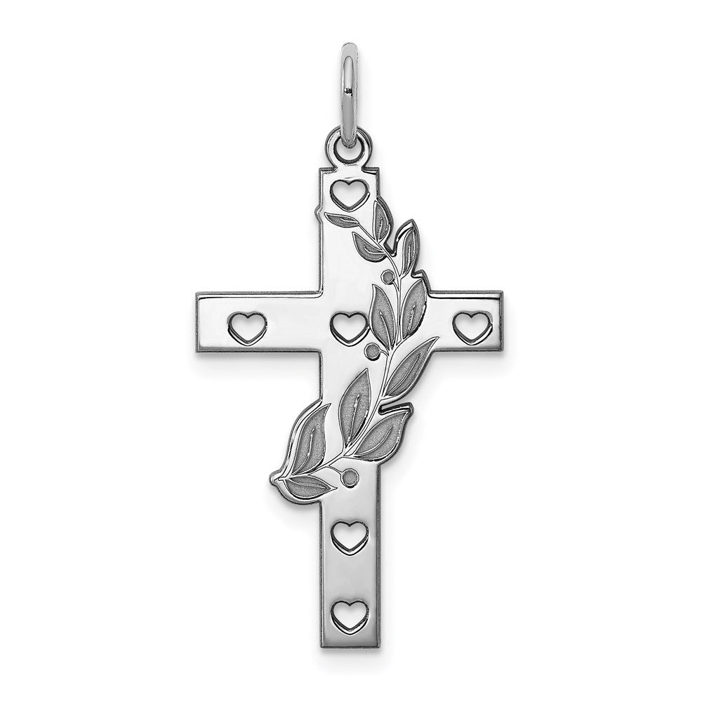 Sterlingsilber Rhodiniert Lasergraviert Kreuz Anhänger