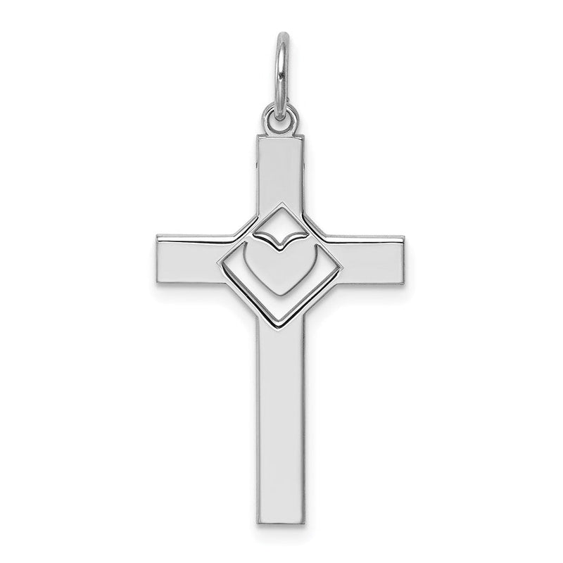 Sterlingsilber Rhodiniert Lasergraviert Kreuz Anhänger