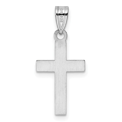 Sterlingsilber Rhodiniert Rosa Emailliert Herz Kreuz Charm