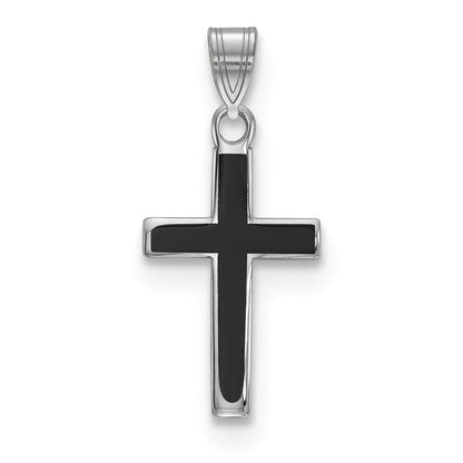 Sterlingsilber Rhodiniert Schwarz Emailliert Kreuz Charm