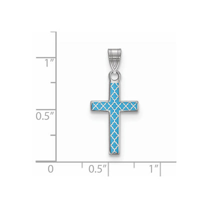 Sterlingsilber Rhodiniert Blau Emailliert Kreuz Hatch Charm