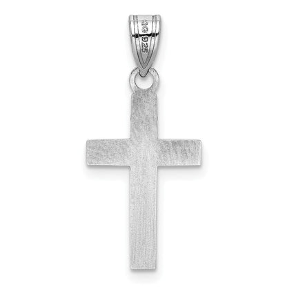 Sterlingsilber Rhodiniert Schwarz Emailliert Kreuz Hatch Charm