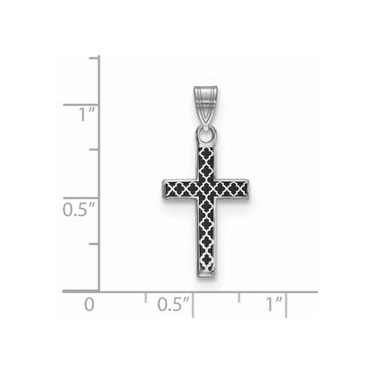 Sterlingsilber Rhodiniert Schwarz Emailliert Kreuz Hatch Charm