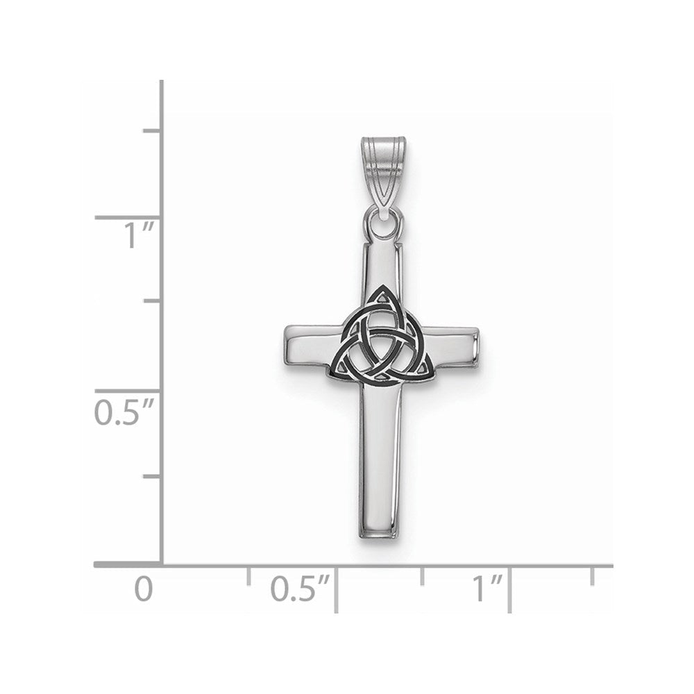 Sterlingsilber Rhodiniert Schwarz Emailliert Trilogy Kreuz Charm