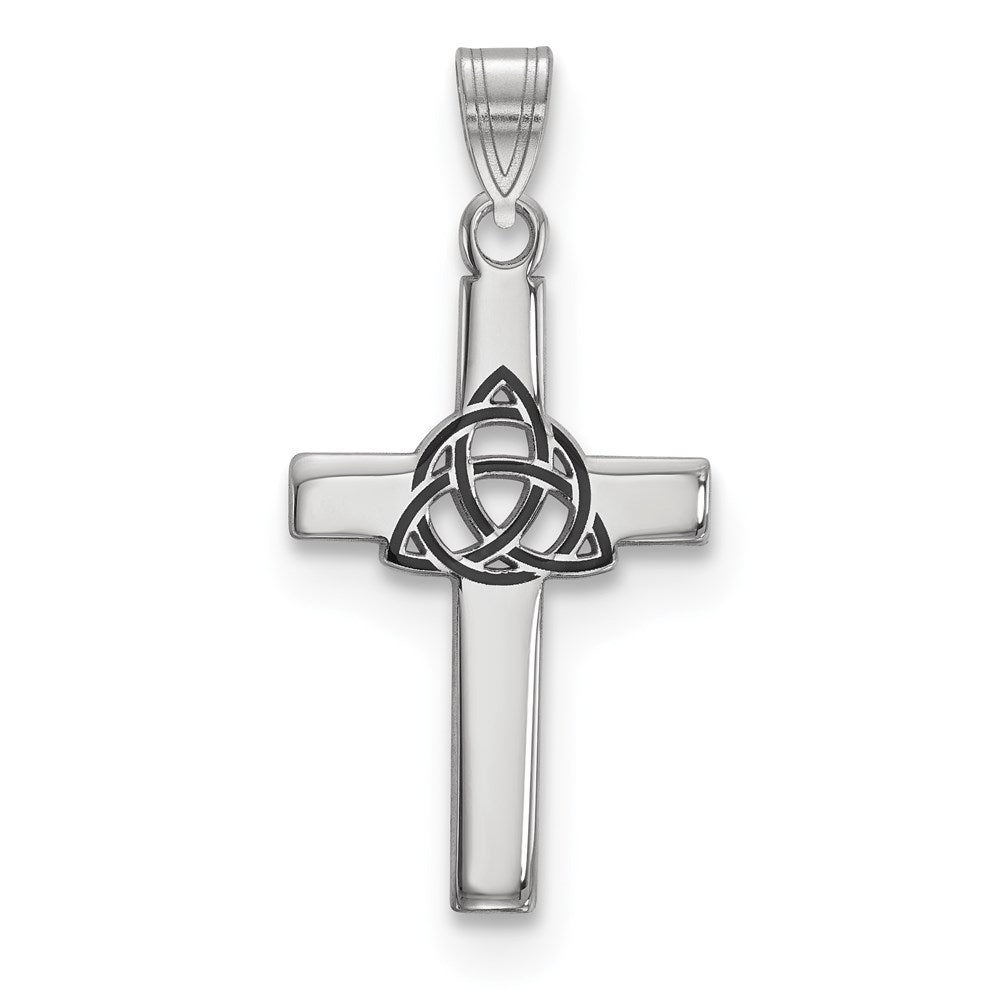 Sterlingsilber Rhodiniert Schwarz Emailliert Trilogy Kreuz Charm