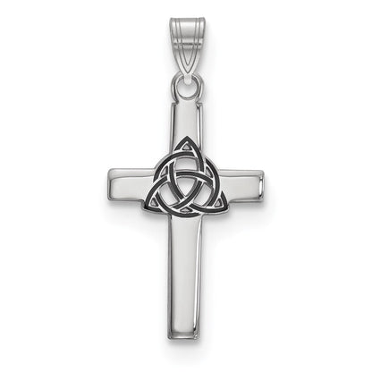 Sterlingsilber Rhodiniert Schwarz Emailliert Trilogy Kreuz Charm