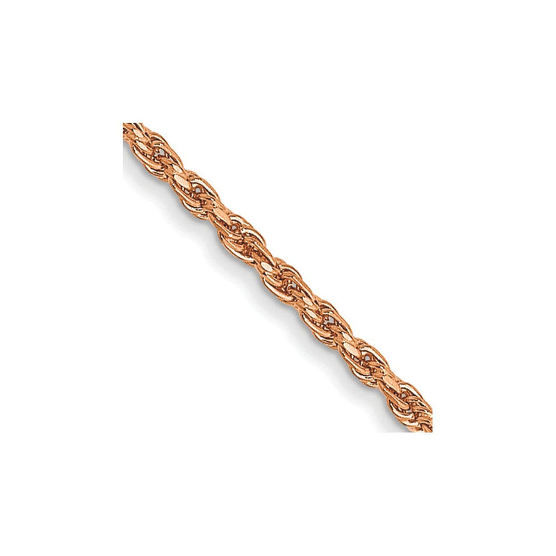 14K Roségold 1mm Diamantiert Man Made Kordel mit Karabinerverschluss Halskette