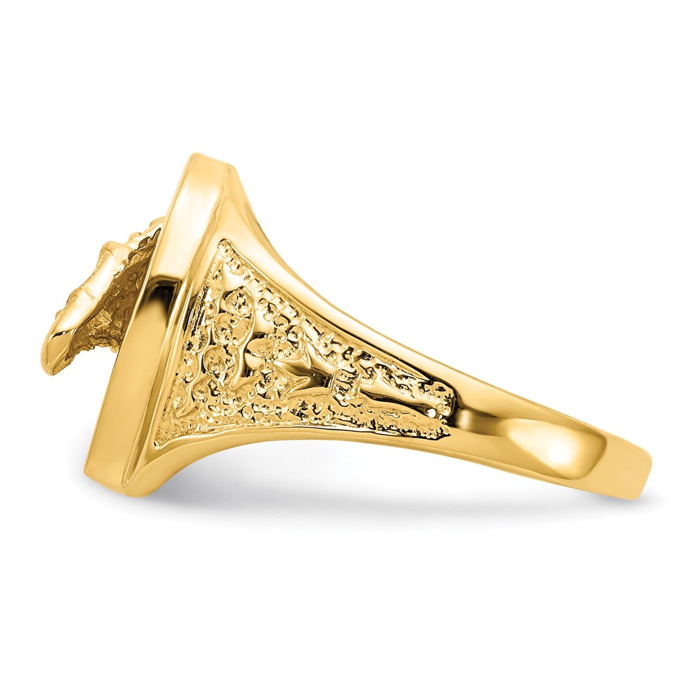 14K Gelbgold Ring, poliert, mit Hufeisen und Pferd in der Mitte