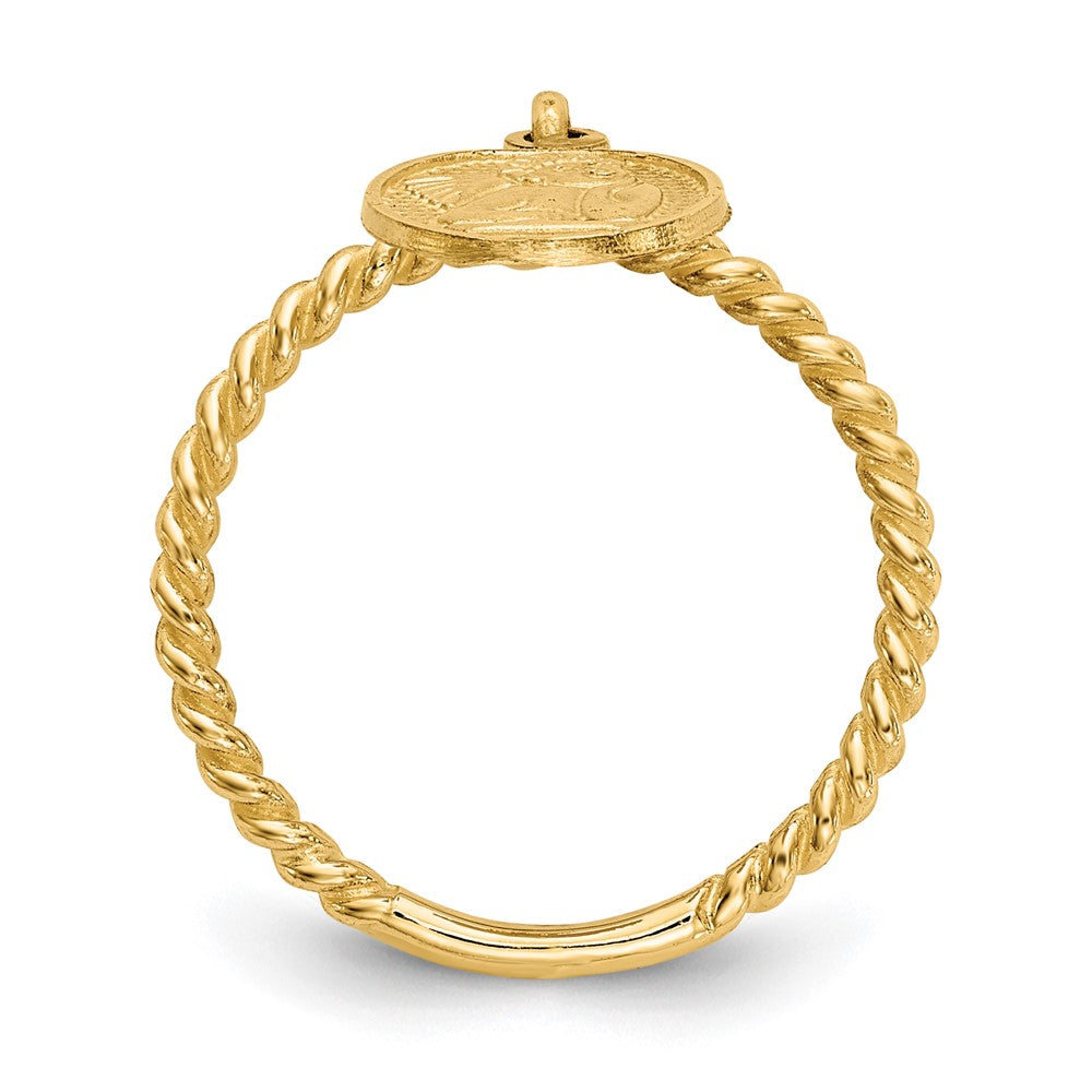 14K Gelbgold Polierter Engel-Charm-Anhänger Kinderring