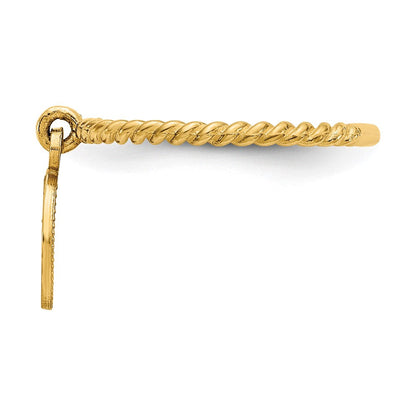14K Gelbgold Polierter Engel-Charm-Anhänger Kinderring