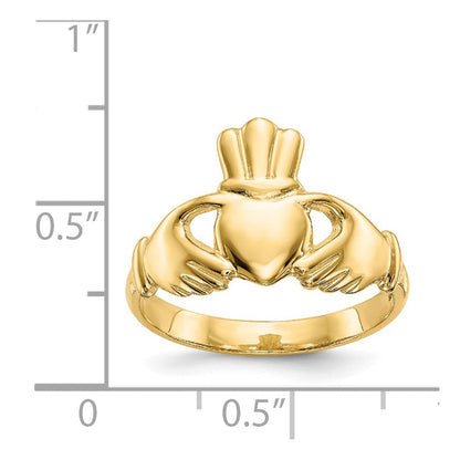 14K Gelbgold Polierter Claddagh-Ring