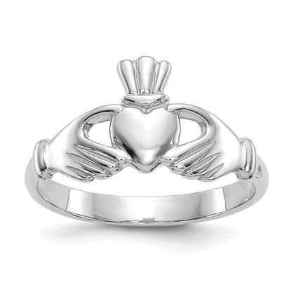 14K Weißgold Poliert Claddagh Ring
