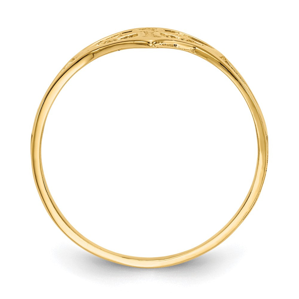 14K Gelbgold Kreuz in Herz Ring