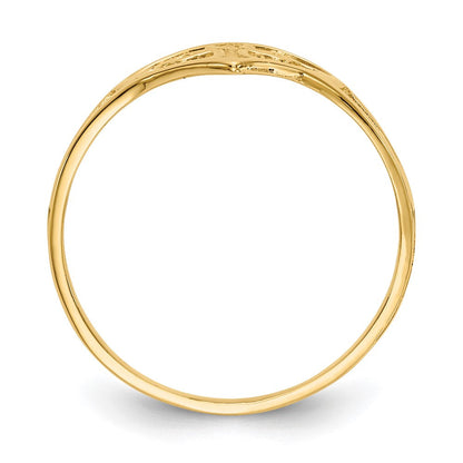 14K Gelbgold Kreuz in Herz Ring