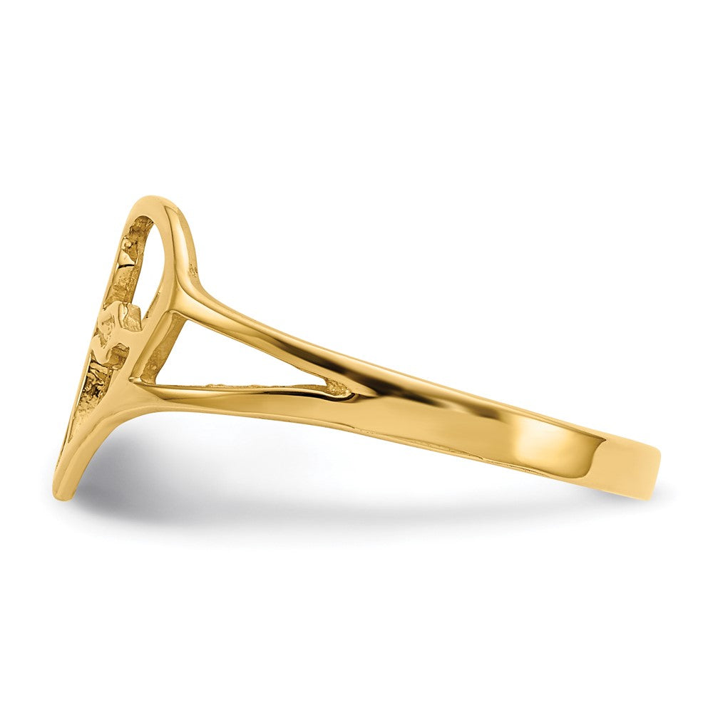 14K Gelbgold Kreuz in Herz Ring