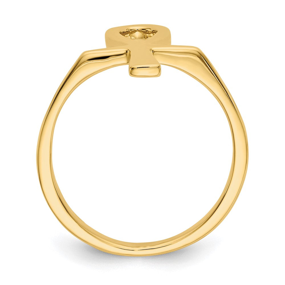 14K Gelbgold Poliertes Anch Ägyptisches Kreuz Ring