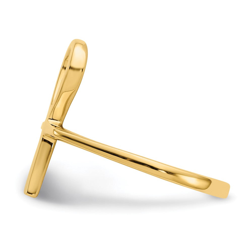 14K Gelbgold Poliertes Anch Ägyptisches Kreuz Ring