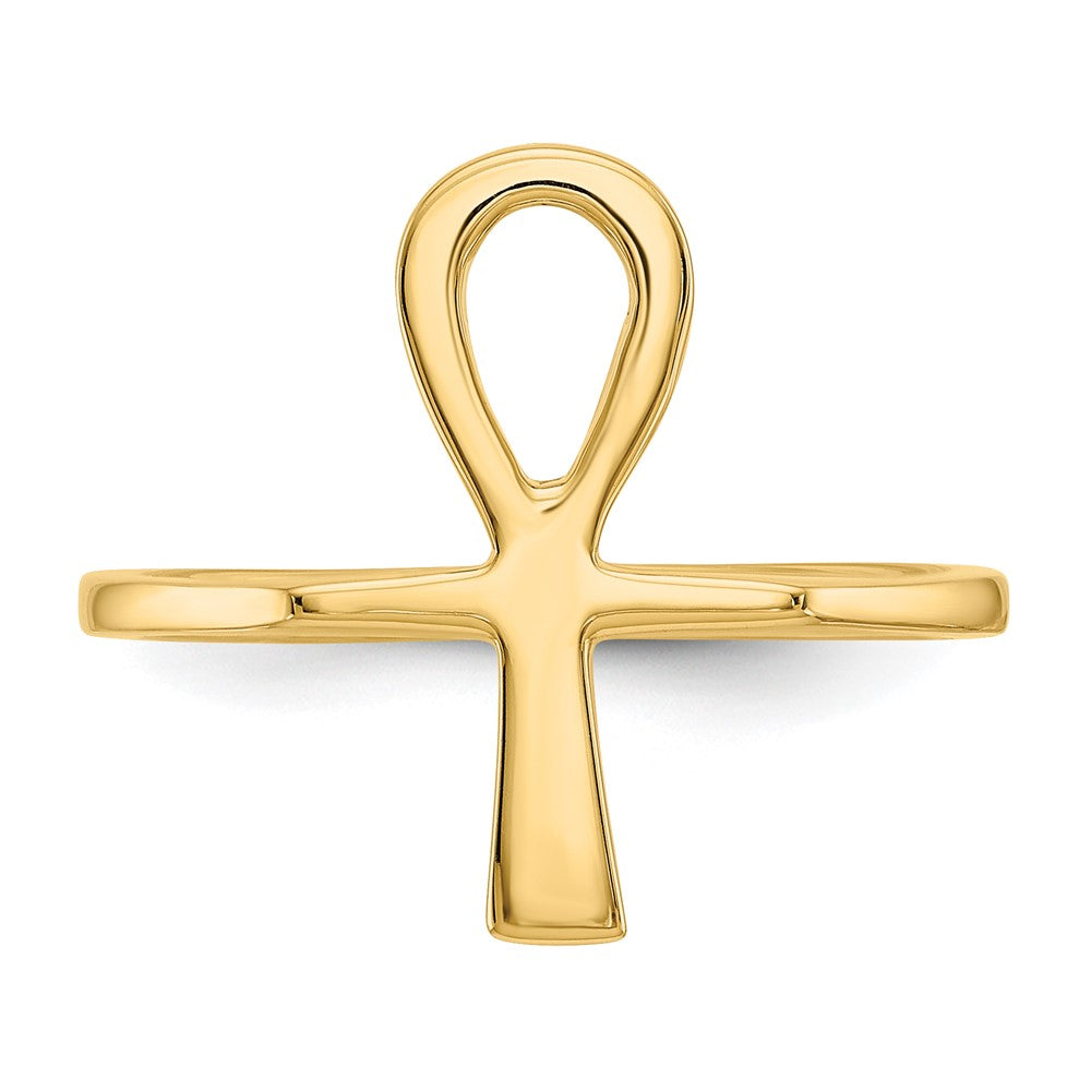 14K Gelbgold Poliertes Anch Ägyptisches Kreuz Ring