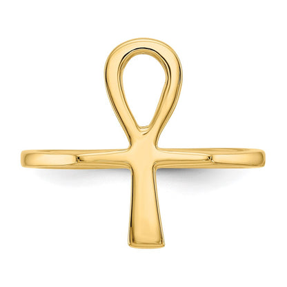 14K Gelbgold Poliertes Anch Ägyptisches Kreuz Ring