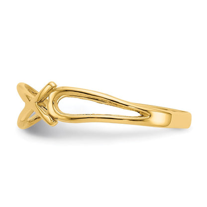 14K Gelbgold Poliert Ichthus Fisch Ring