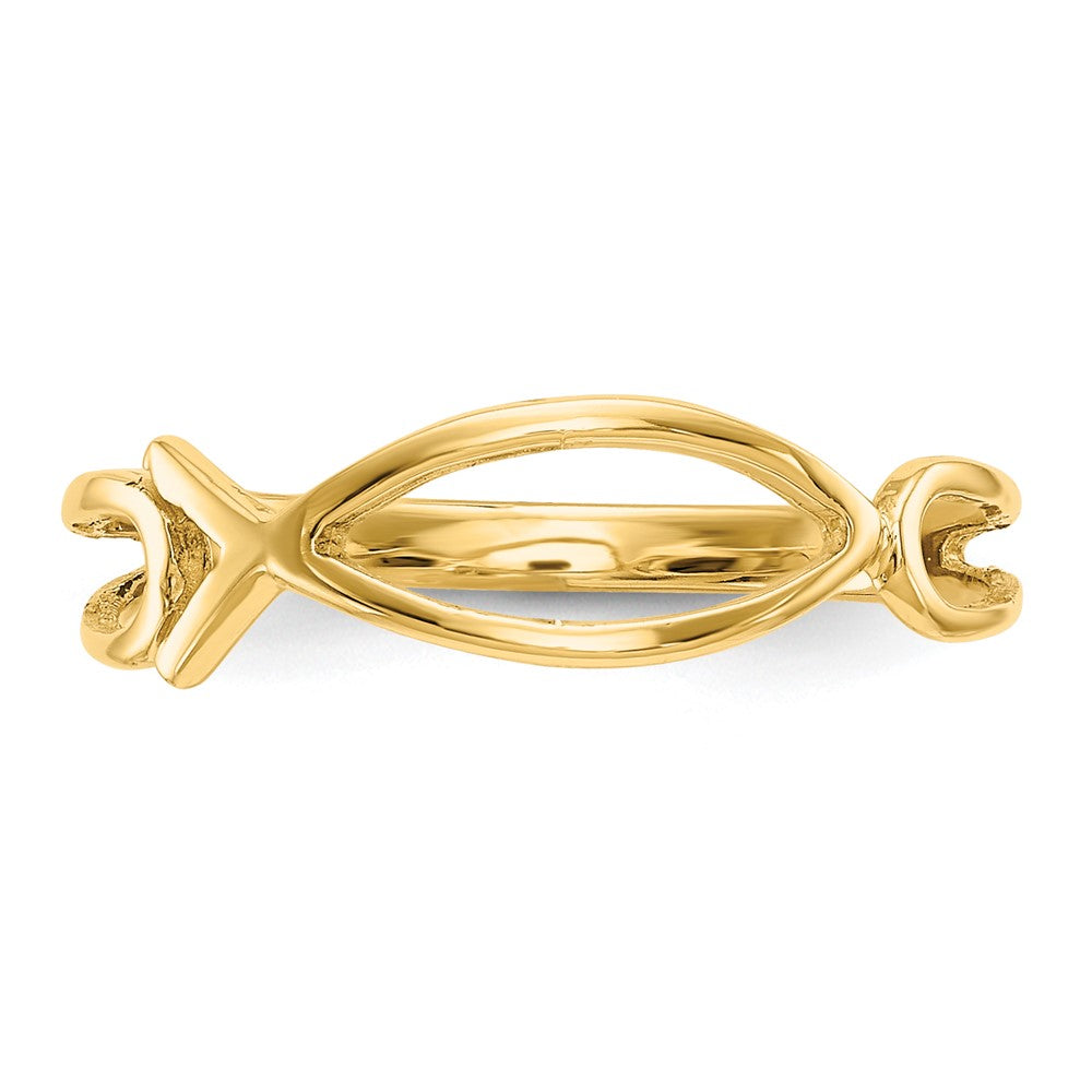 14K Gelbgold Poliert Ichthus Fisch Ring