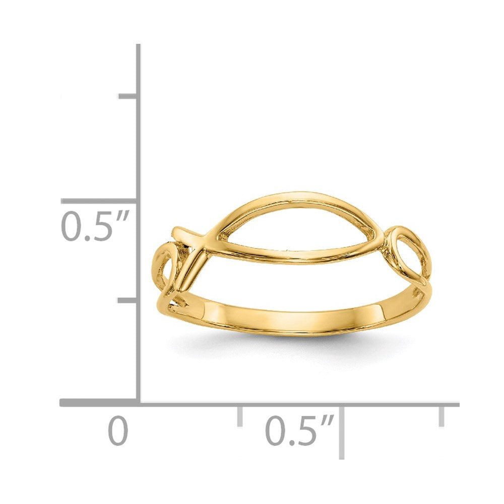 14K Gelbgold Poliert Ichthus Fisch Ring