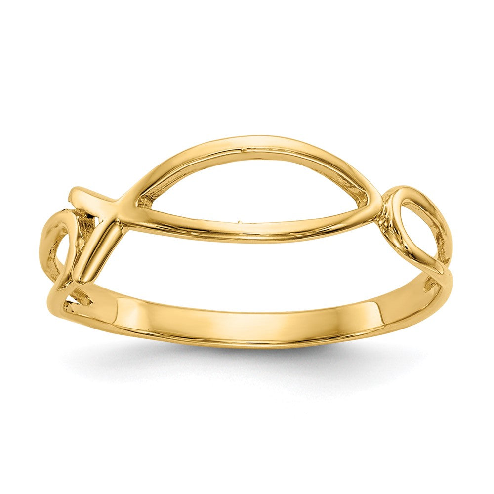 14K Gelbgold Poliert Ichthus Fisch Ring