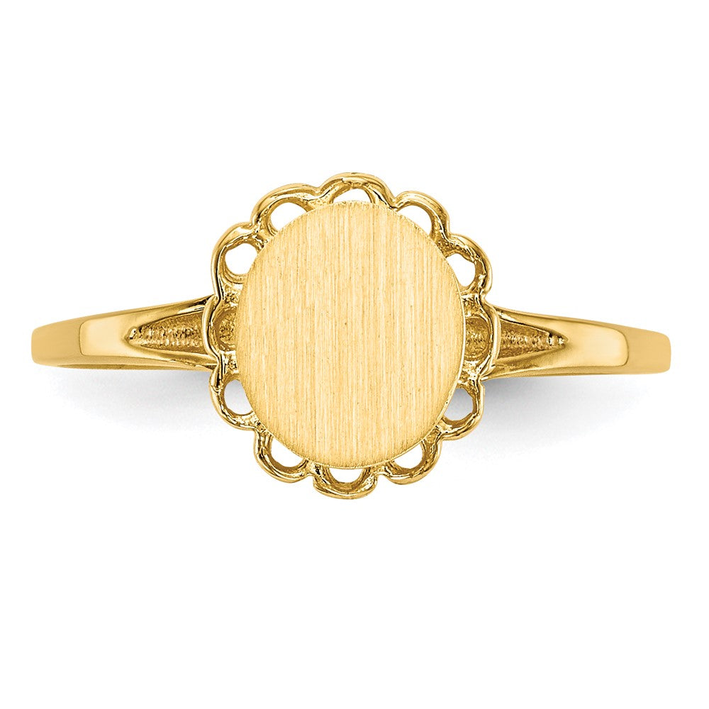 14K Gelbgold Siegelring mit offener Rückseite, 7,5x6,5 mm