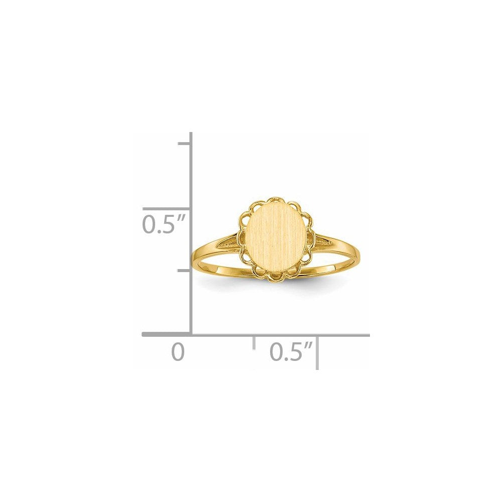 14K Gelbgold Siegelring mit offener Rückseite, 7,5x6,5 mm