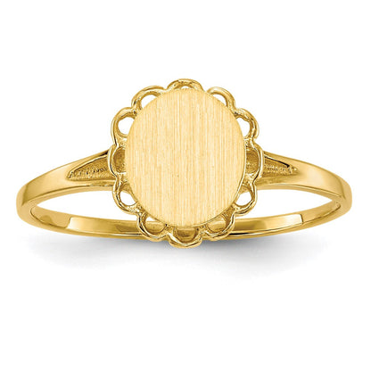 14K Gelbgold Siegelring mit offener Rückseite, 7,5x6,5 mm
