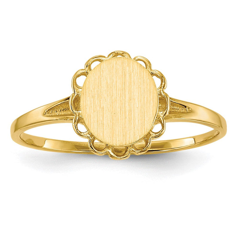 14K Gelbgold Siegelring mit offener Rückseite, 7,5x6,5 mm