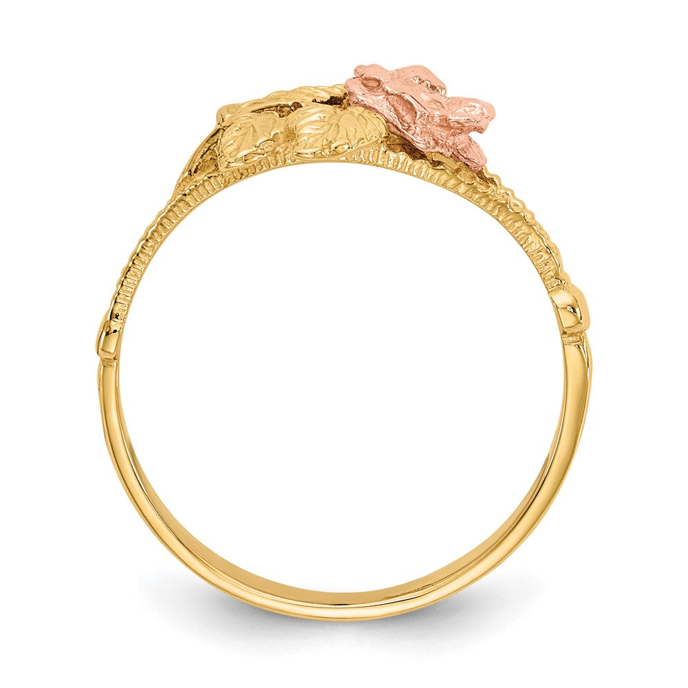 14K Bicolor Gold Rosen-Ring mit Diamantschliff