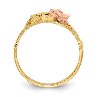 14K Bicolor Gold Rosen-Ring mit Diamantschliff