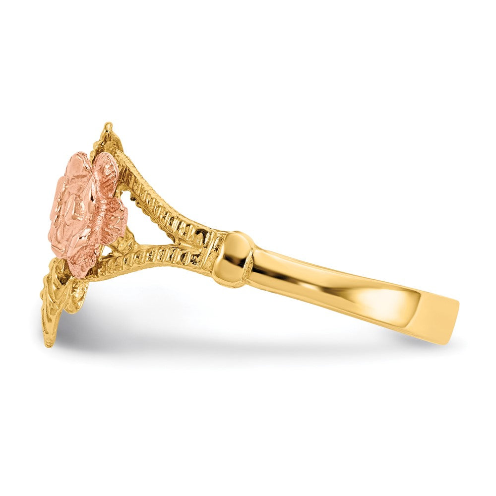 14K Bicolor Gold Rosen-Ring mit Diamantschliff