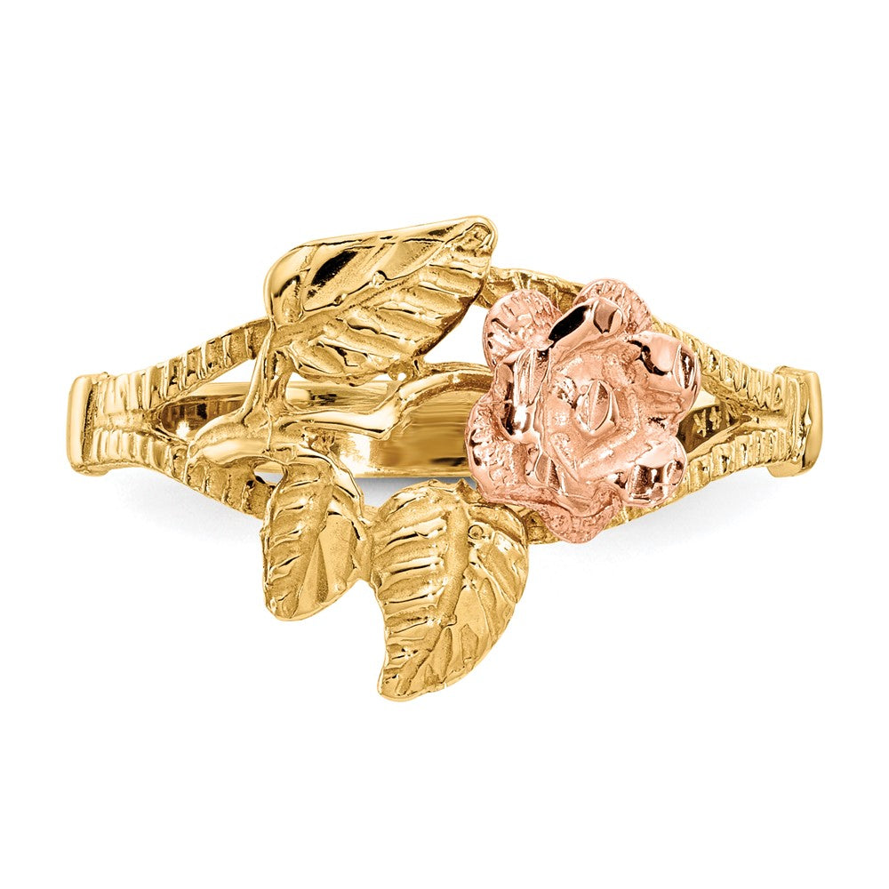 14K Bicolor Gold Rosen-Ring mit Diamantschliff