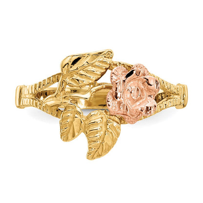 14K Bicolor Gold Rosen-Ring mit Diamantschliff